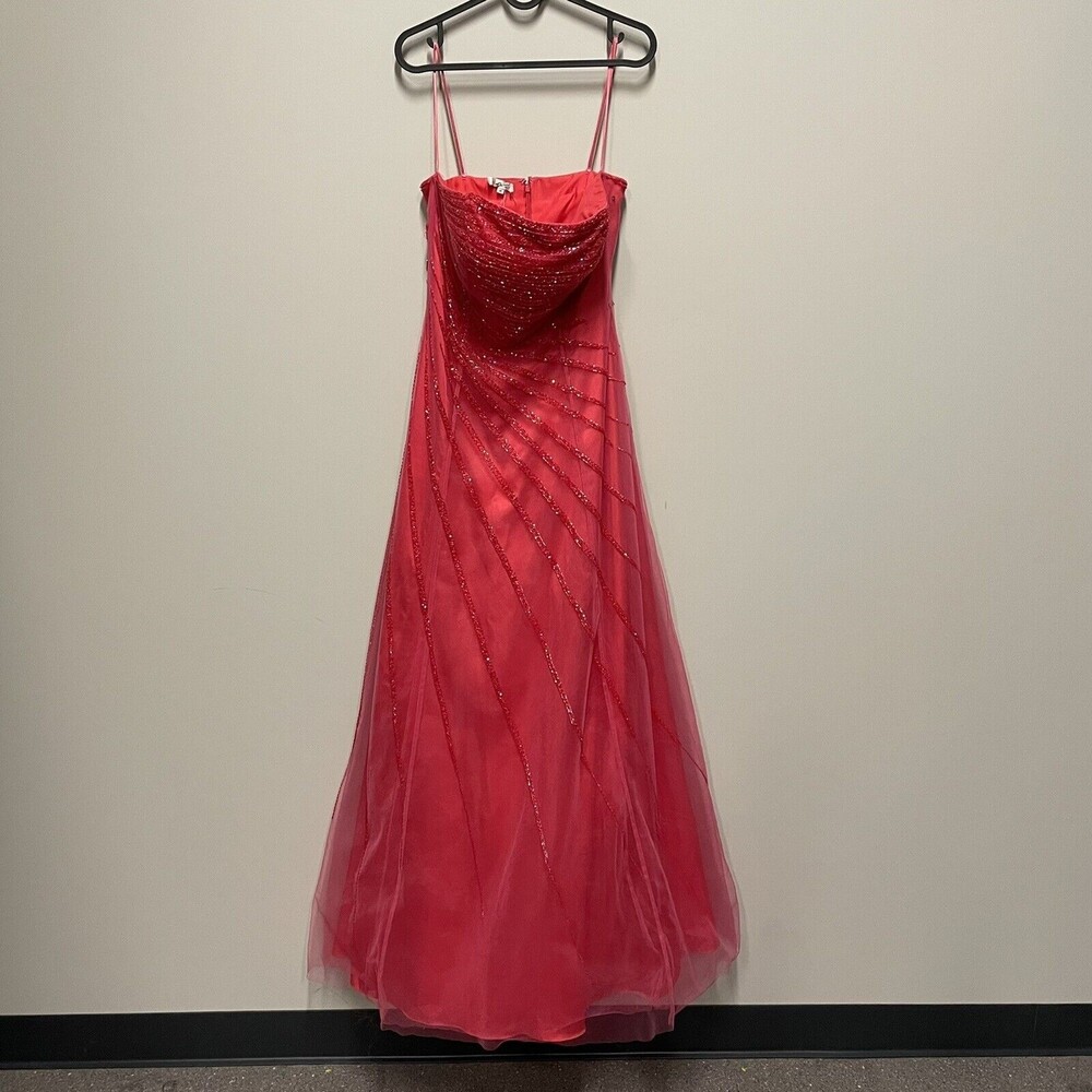 Cache Hot Pink Strapless Tulle Beaded Ballgown Medium NWT Read Description $328